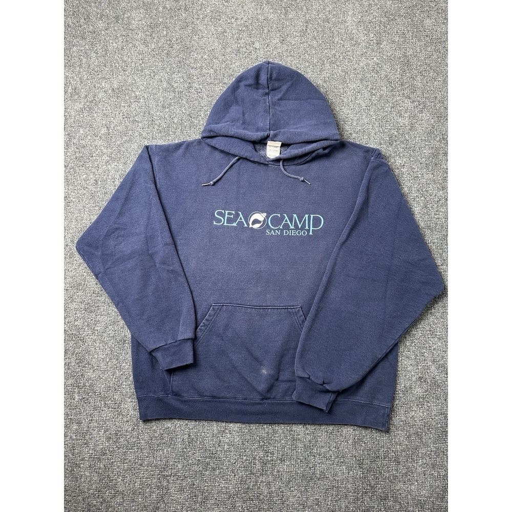Mens Hoodie Fruit of the Loom Sea Camp San Diego Blue,‎ Size XL